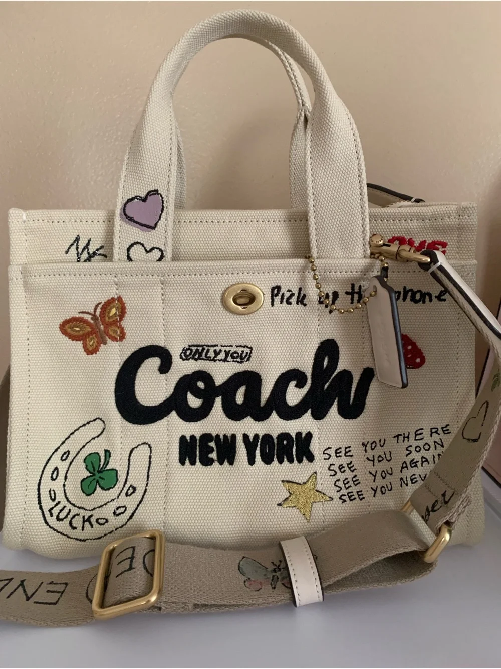 COACH Cargo Tote 26 Sketch Print White CAM73 New - Picture 2 of 6